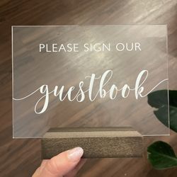 Guestbook Wedding Acrylic Sign With Stand