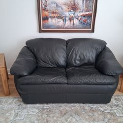 Black Leather loveseat cute!