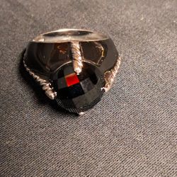 Sterling Silver Black Stone Men's Ring