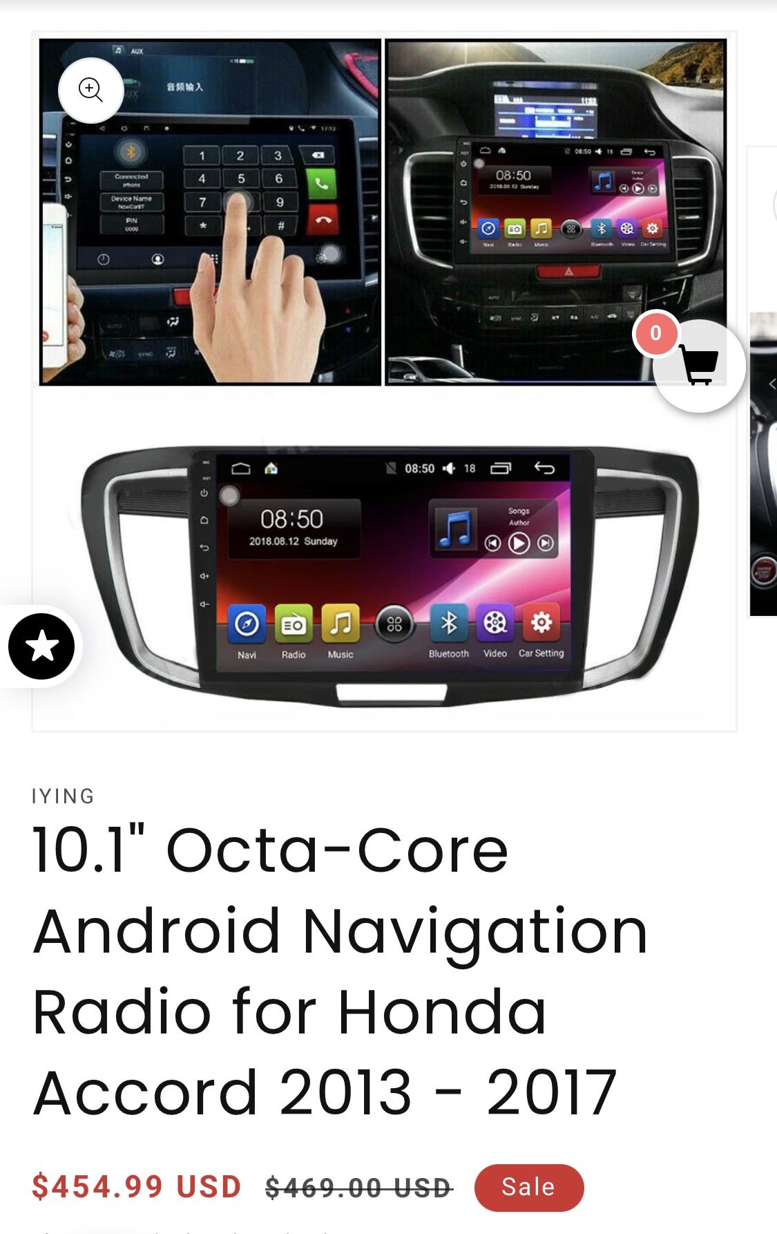 10.1” Octa-Core Android Navigation Radio For Honda Accord 2013-2017