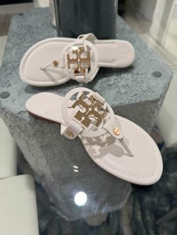 Tory Burch White Gold Logo Leather ( Different Sizes)