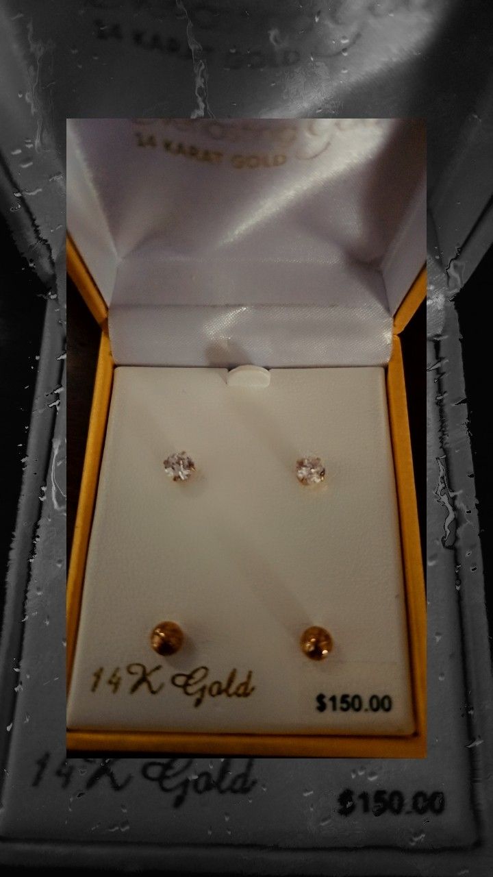 14K Gold Stud Earrings