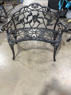 Outdoor Garden Bench, 38.8 in. Metal Bench, 480 lbs. Capacity, Patio Bench with Backrest and Armrests, Ideal for Garden