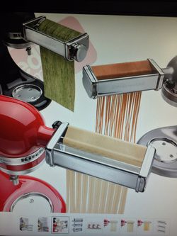 NEW KitchenAid 3 Piece Pasta Roller & Cutter Attachment Set Silver