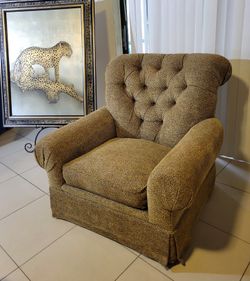 Oversized Swivel Armchair and Matching Ottoman 