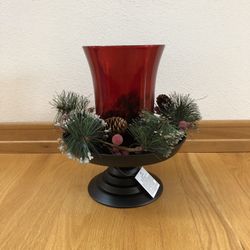 3 Piece Berries and Pinecones Pedestal Hurricane Set