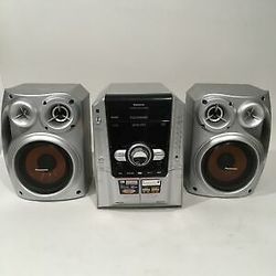 Panasonic Silver 5-CD/Tape Deck/MP3 Stereo System SA-AK343