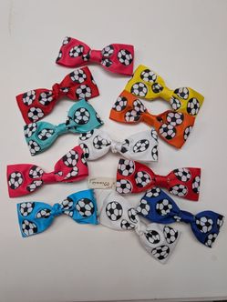 Soccer bow hair clips