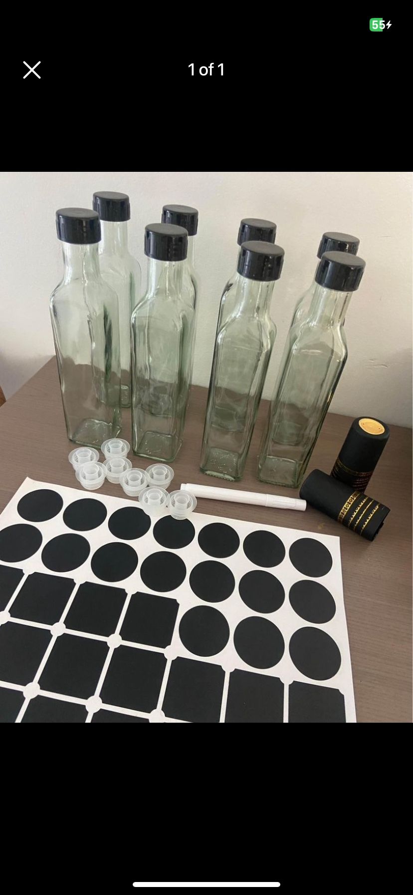 (8) Glass Bottles With Caps- Never Used 