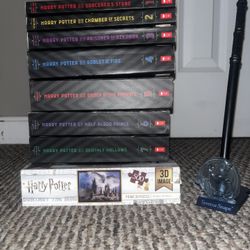 Harry Potter Collection Lot (Books + Wand + Puzzle)
