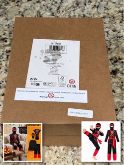 Black & Red Ninja Warrior Halloween Costume – Kids 9–10 Years