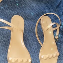 ladies BCBG studded flat Jelly nude sandals (size 10B/40)