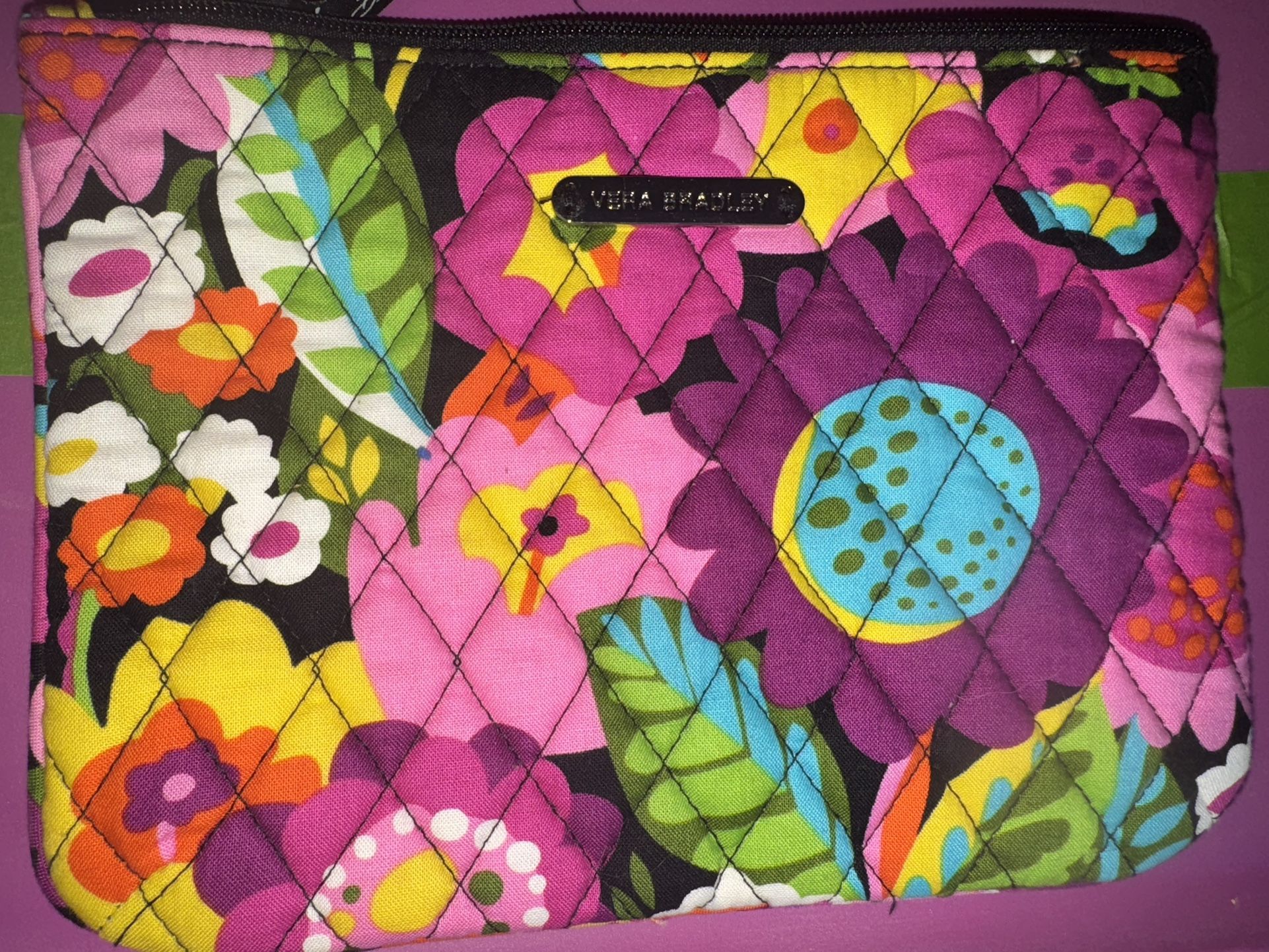 Vera Bradley Cosmetic Bag Makeup Pouch Zip Floral Va Va Bloom