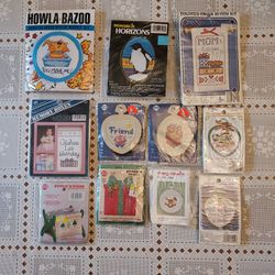 Lot of 11 Vintage Counted Cross Stitch Kits  With Frames NEW