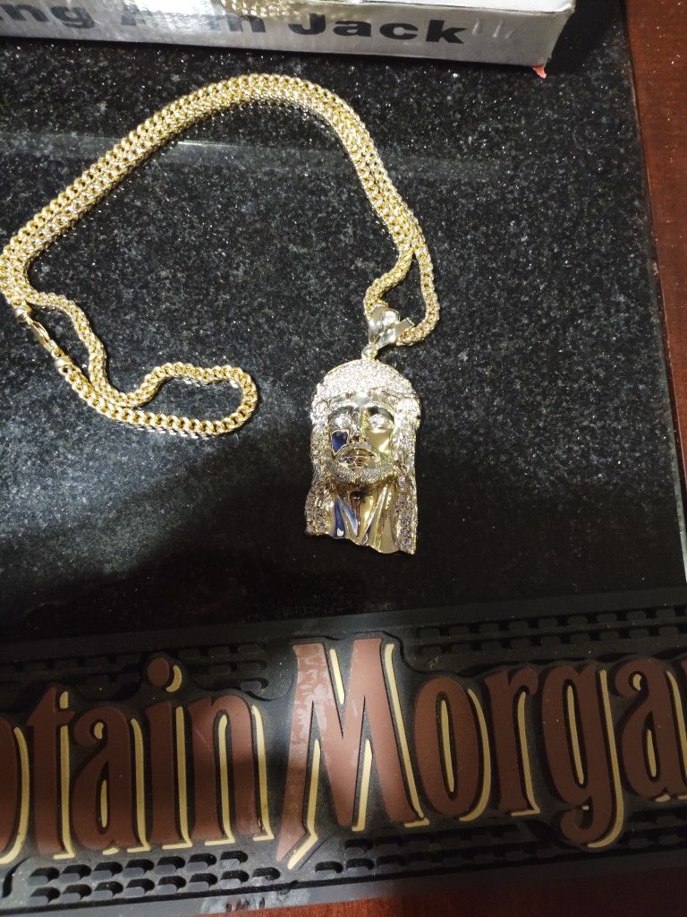14K Gold Chain With 10K Jesus Pendant 