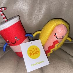 Sun Squad Felt Figures - Hot Dog and Drink NWT