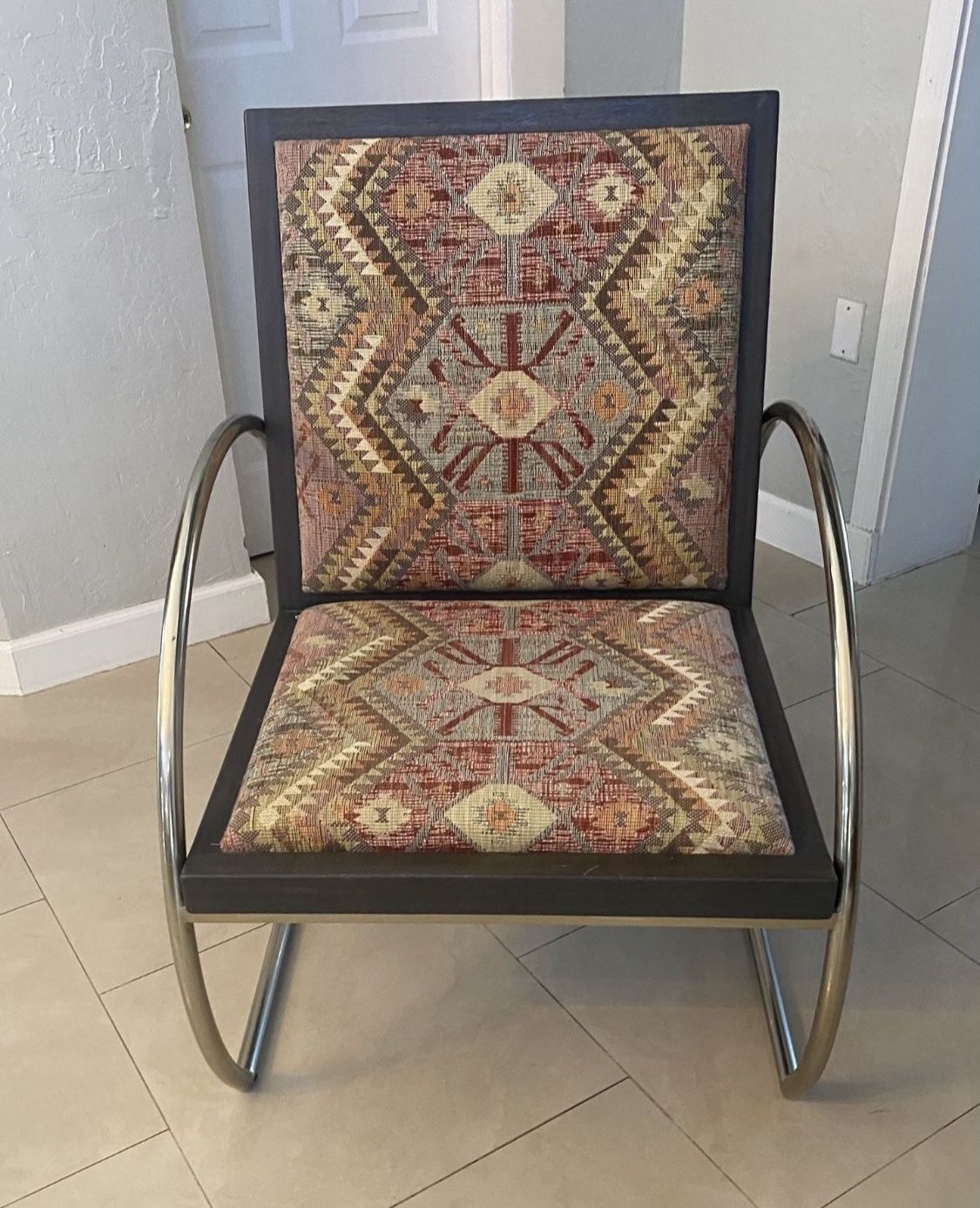Large Metal & Fabric Accent Arm Chair