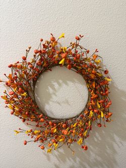 Fall Pumpkin & Berry Wreath – Autumn Door Decor