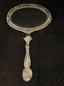 Vintage Silver Plated Double-Sided Hand Mirror