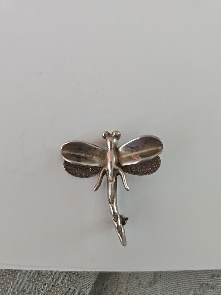 Estate 925 Sterling Silver VTG Taxco Mexico Dragonfly Pin Brooch