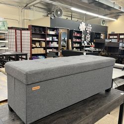 SONGMICS 43" Storage Ottoman Bench Foldable Foot Rest with Legs - Dark Gray