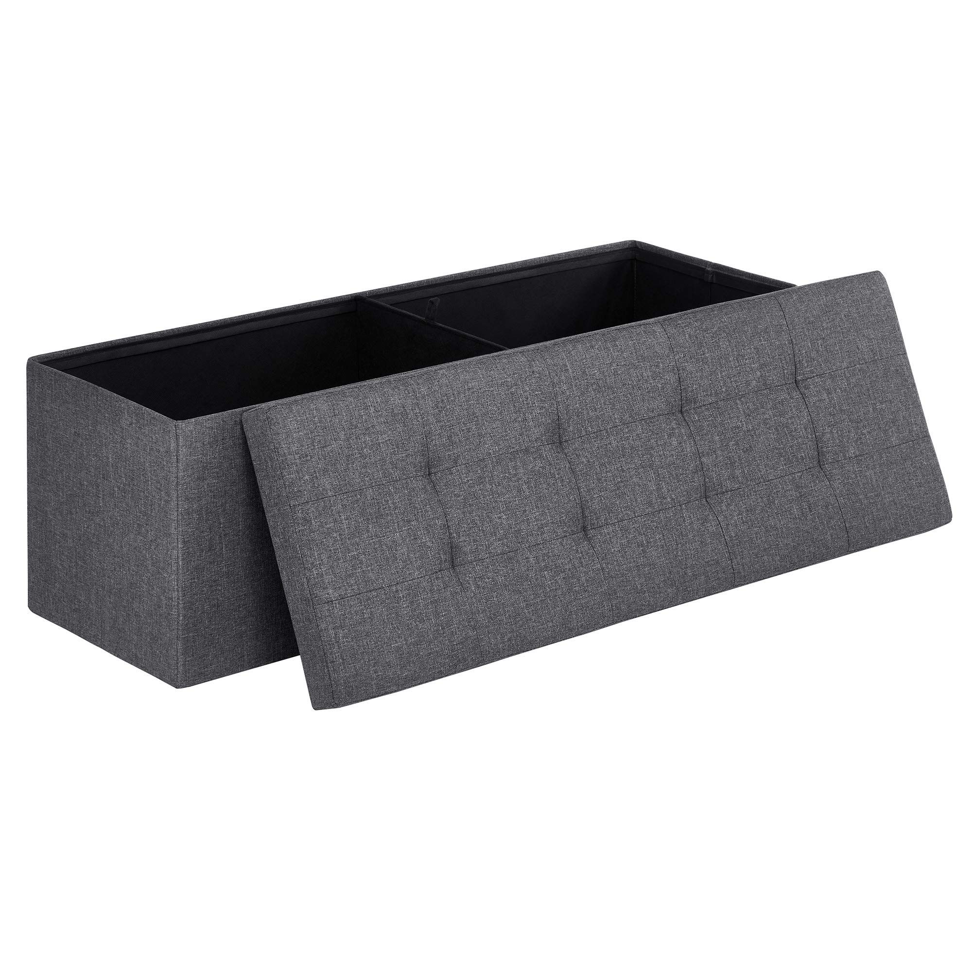 Gray 43 Inches Folding Storage Ottoman Bench, Ottoman Foot Rest