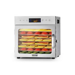 Food Dehydrator, 8 Stainless Steel Trays, 400W Electric Dryer with Adjustable Temperature and 24 Hour Timer, Heat Dryer for Jerky, Meat, Fruit, Vegeta