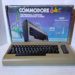 Commodore 64 C64 Computer With Box For Parts Rare Vintage Apple II Atari Era $80