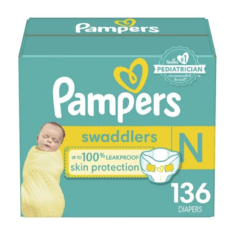 Pampers Swaddlers Diapers, Newborn, 136 Count