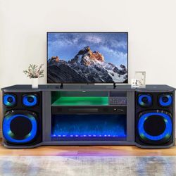 71” TV Stand with Fireplace and Speaker