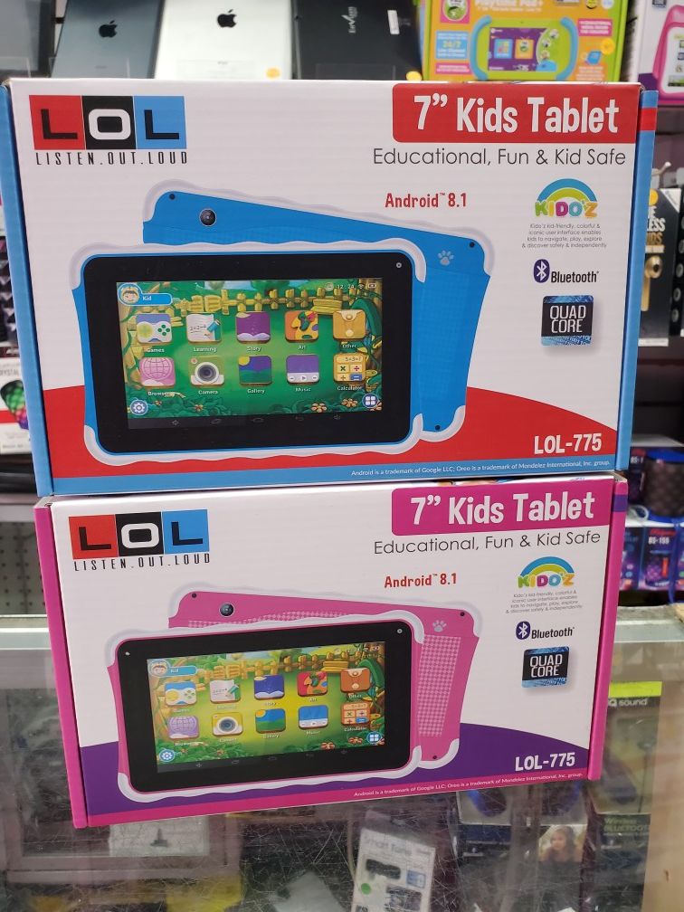 7" kids TABLET AVAILABLE WITH WIFI 16GIG MEMORY QUADCORE PROCESSOR WITH webcam.