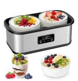 Yogurt Maker With Adjustable 48H Time & Temp Control, Probiotic Yogurt Maker Machine With 8×6oz Glass Jars, Make Healthy Yogurt For Family, Pecfcet Gi