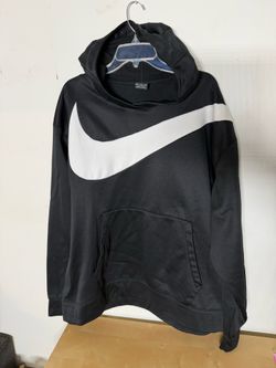 Nike Black DRI-FIT Hoodie Big White Swoosh Pullover Men’s 2XL