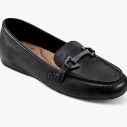 Easy Spirit Womens Marlie Slip On Shoes, Size, ((Black Leather) Loafers, 11W 
