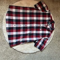 Carhartt XL Tall Red Plaid Button Up Pocket Short Sleeve