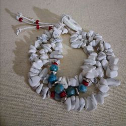 Multi-Strand Howlite Chip Stone Necklace