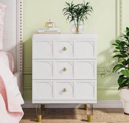 SIMPLE ELEGANCE! White & Gold Nightstand
