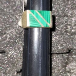 Vintage Men's Sterling Silver Inlaid Malachite Ring 