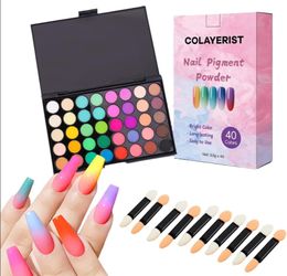 40 Colors Nail Pigment Powder for Nails, Professional Nail Pigment Powder Palette with Neon Shades for Gradient, Ombre & Bold Manicure, Nail Art Suppl