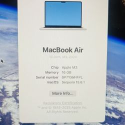Apple MacBook Air M3 (2024) – 13” | 16GB RAM | Like New 