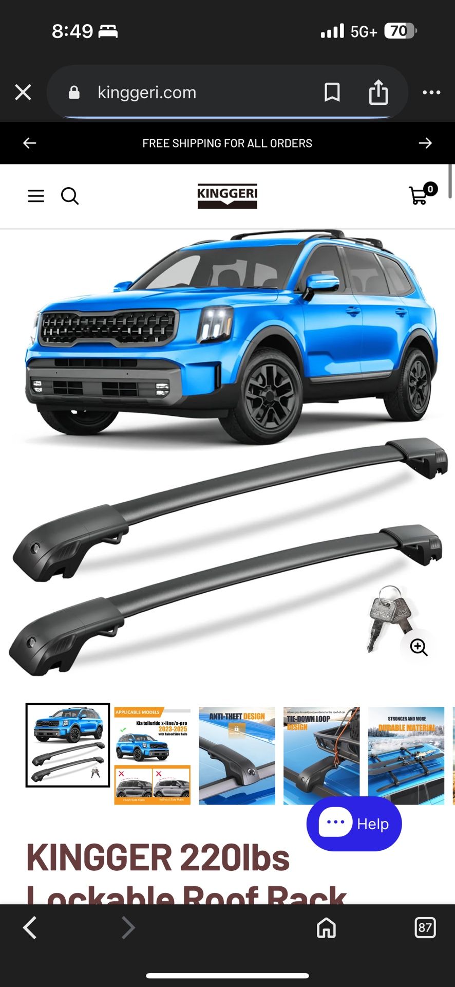 Roof Rack  for Kia Telluride x pro 2023-2025