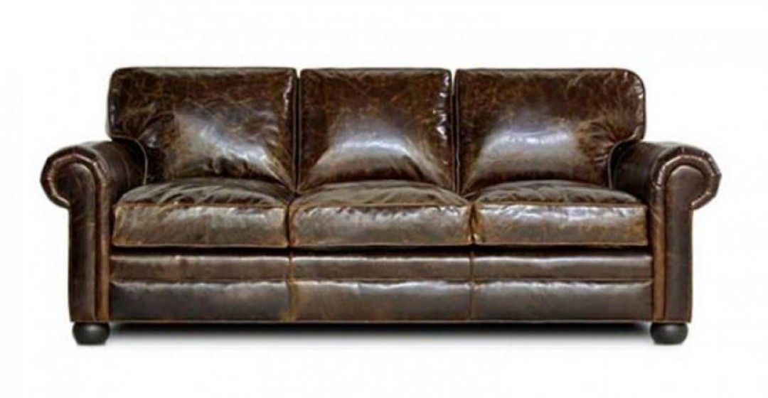 Brown leather couch