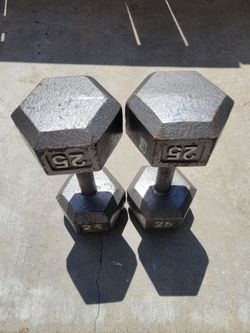 25 lb Cast Iron Hex Dumbbells Pair