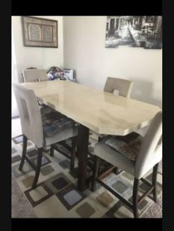 6 Person Marble Table /  Pub Bar Height