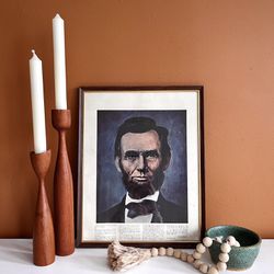 Vintage Framed Print Abraham Lincoln Portrait Hanging Wall President Art