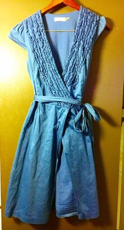 Blue Ruffled Calvin Klein Wrap Dress size 4