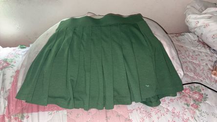 Green Pleated Mini Skirt from pink