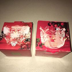 Two mikasa Christmas candle holders