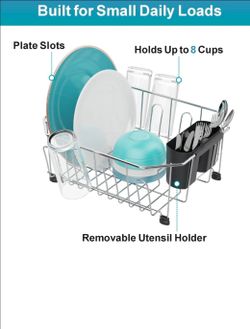 Chrome Wire Dish Drying Rack with Utensil Holder