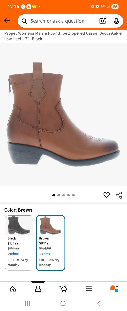 Propet women's maise round toe zippered ankle boots